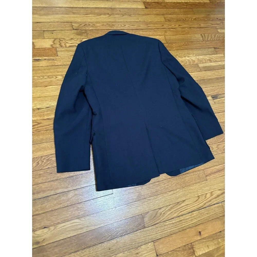 Vintage Haggar Imperial Blazer Jacket Mens 42L Navy Blue 100% Wool Sport Coat - Picture 6 of 9